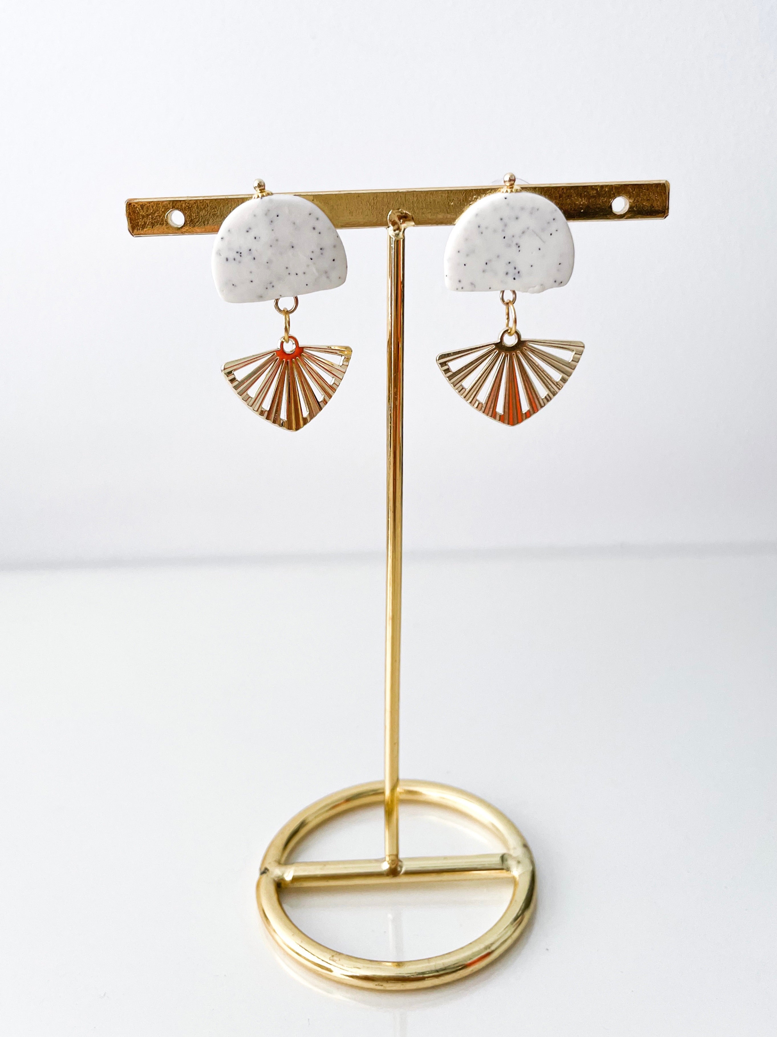 Cheryl - Speckle + Abstract Gold Drop Earrings