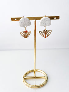 Cheryl - Speckle + Abstract Gold Drop Earrings