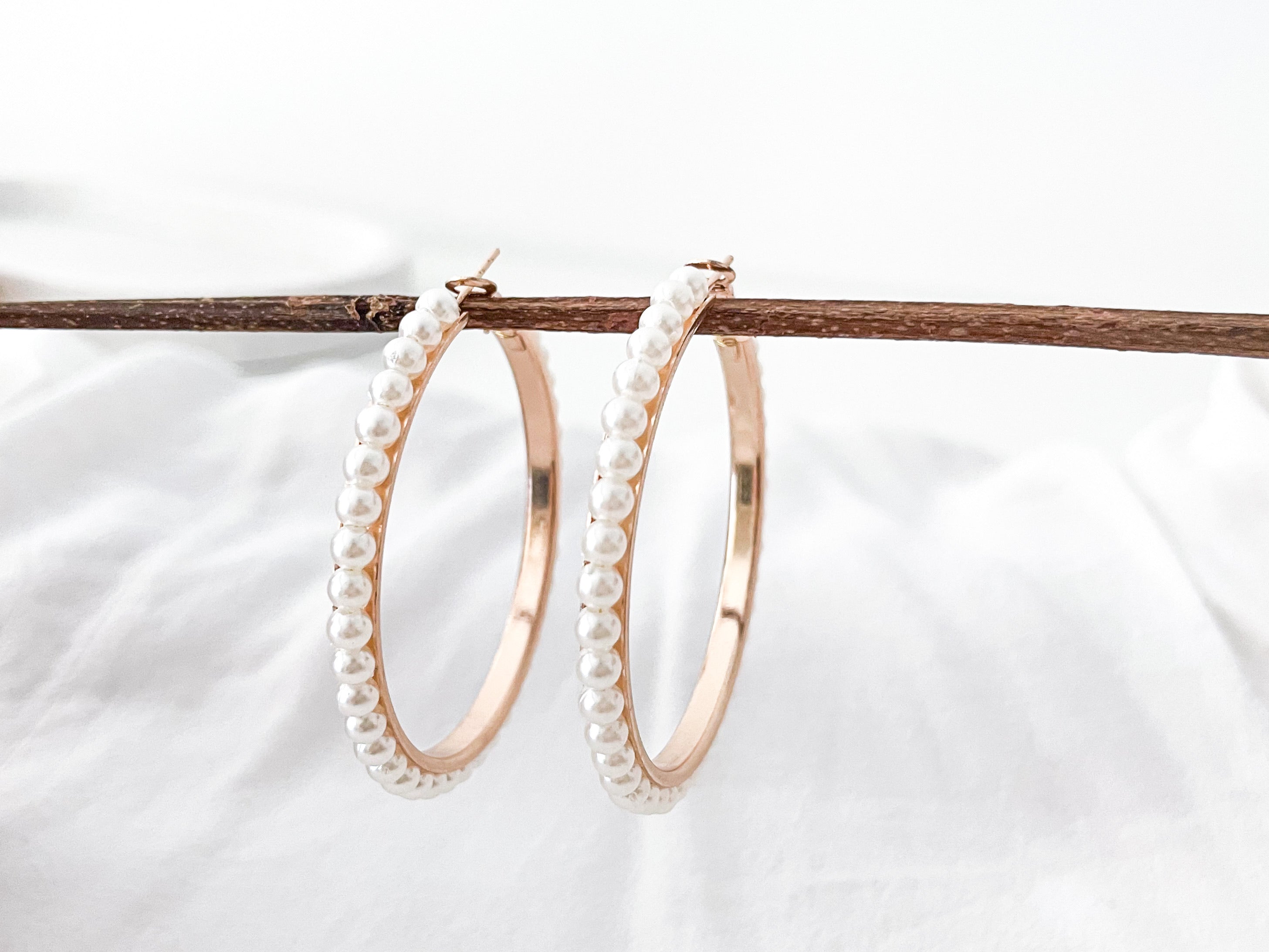 India - Studded Pearl Hoops