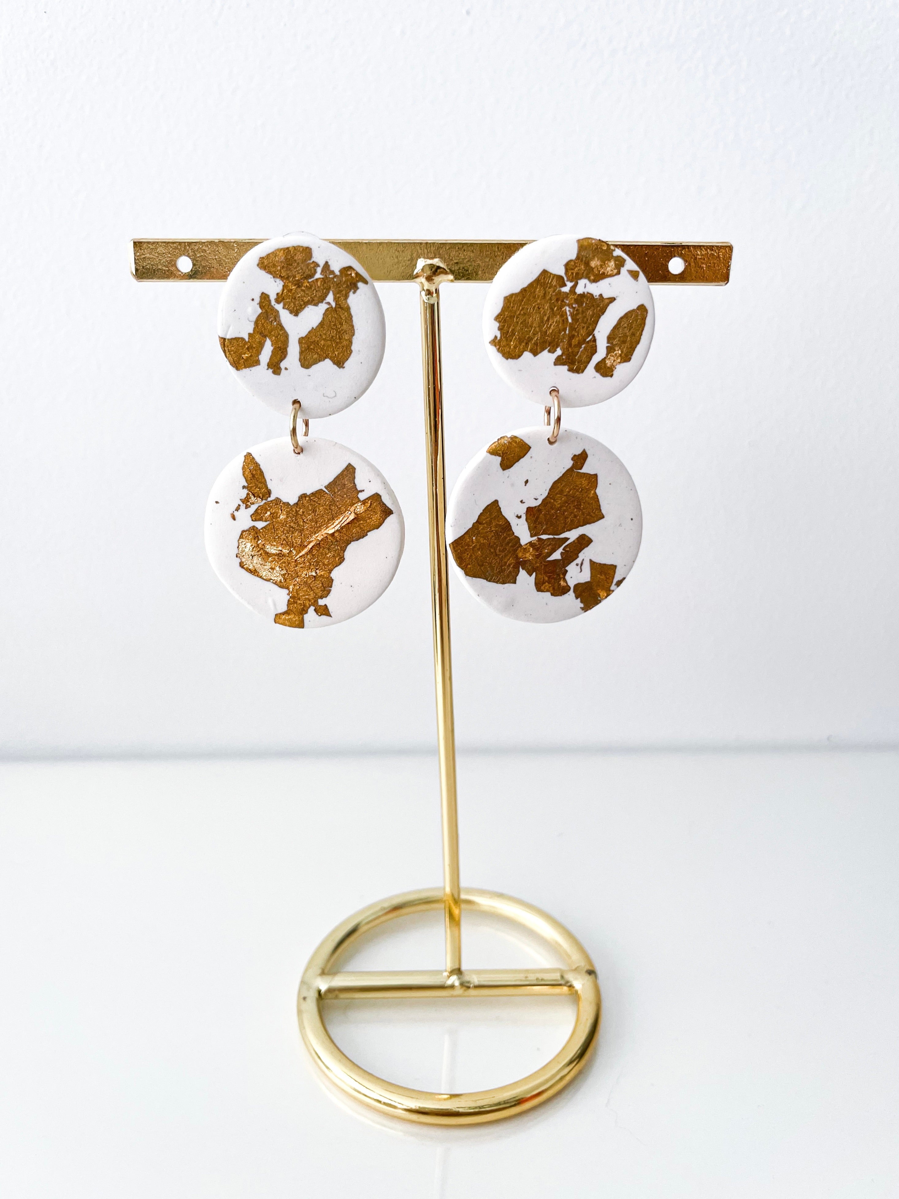 Tracy - Double Gold Flake Drop Earrings