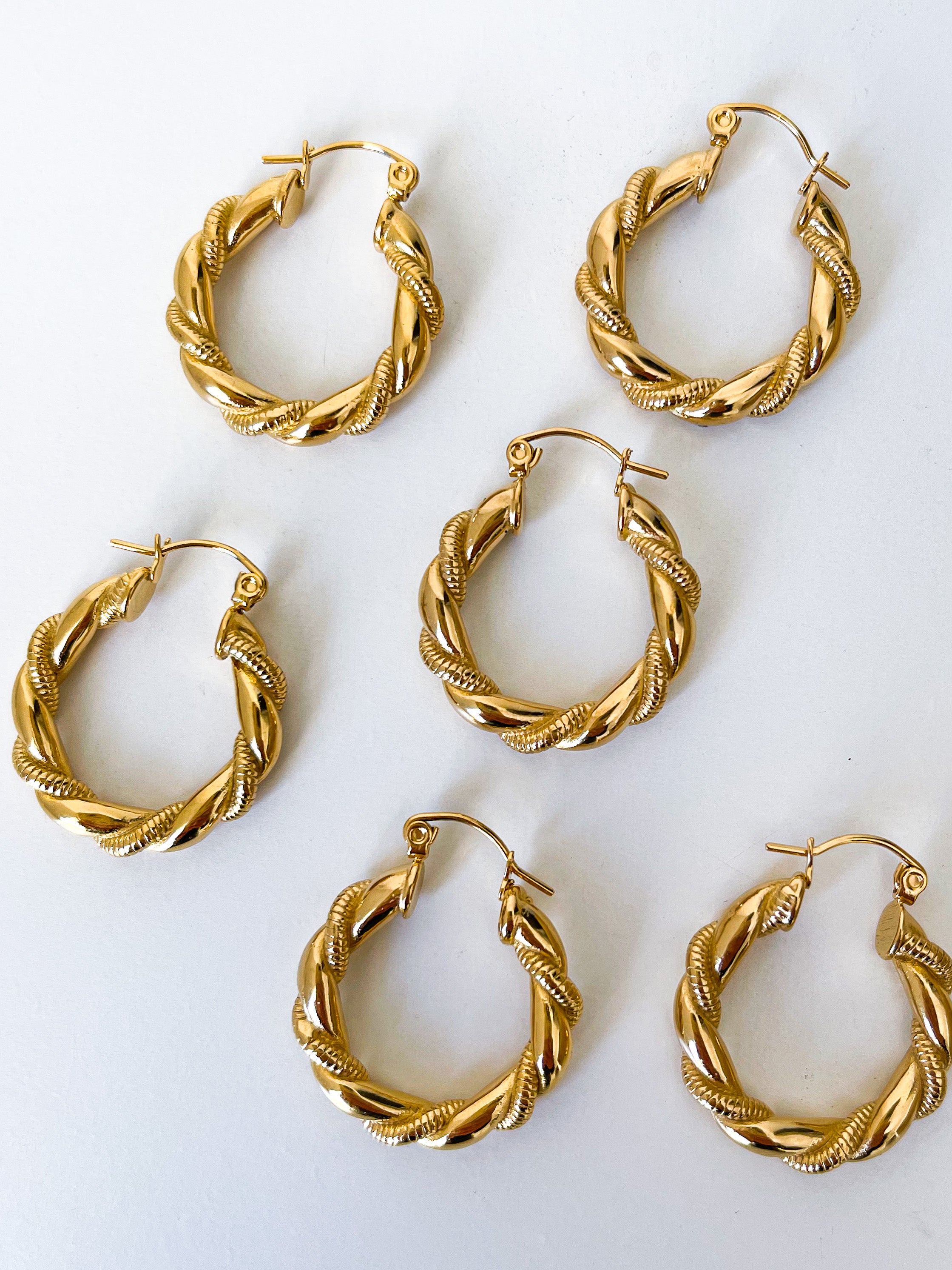 Sophie - Waterproof Twisted Statement Hoops