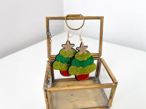 Cupcake Christmas Tree Drop Earrings