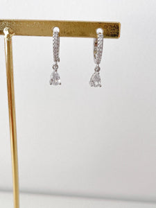 Claire Mini - Clear Crystal Tear Drop Hoops