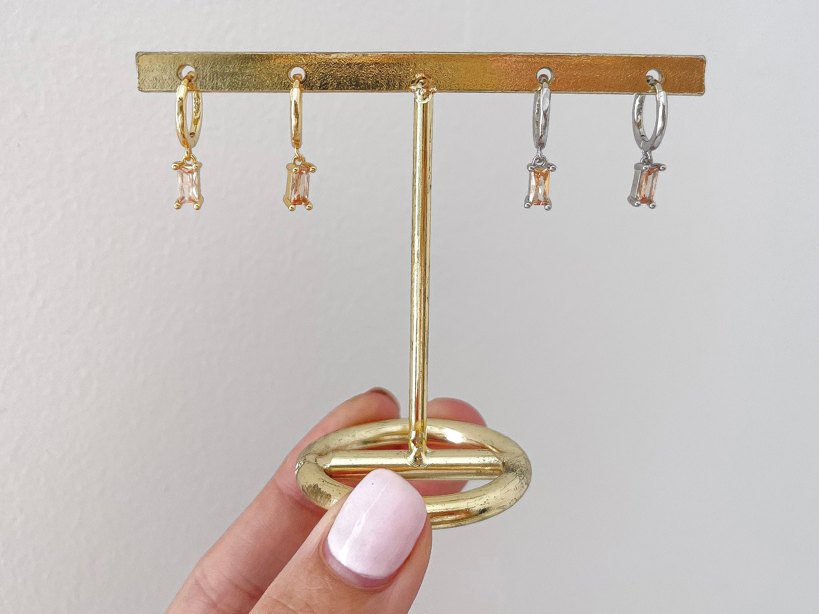 Peachy - Waterproof Champagne Rectangle Hoops