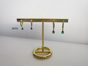 Forest Mini - Emerald Green Tear Drop Hoops