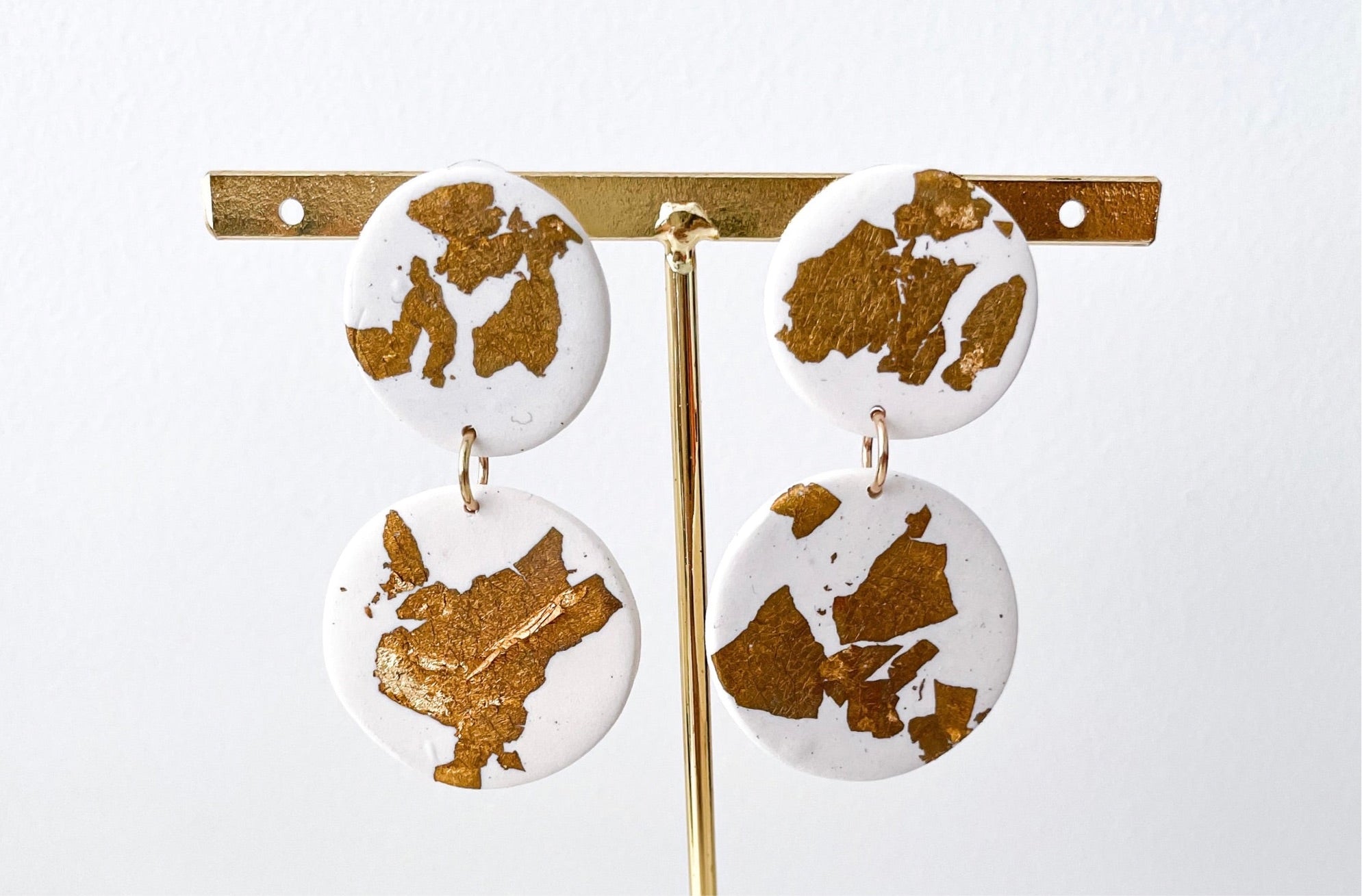 Tracy - Double Gold Flake Drop Earrings