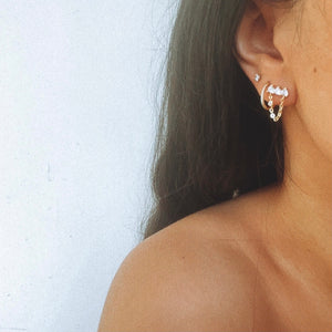 Natasha - Triple Stone Chain Studs