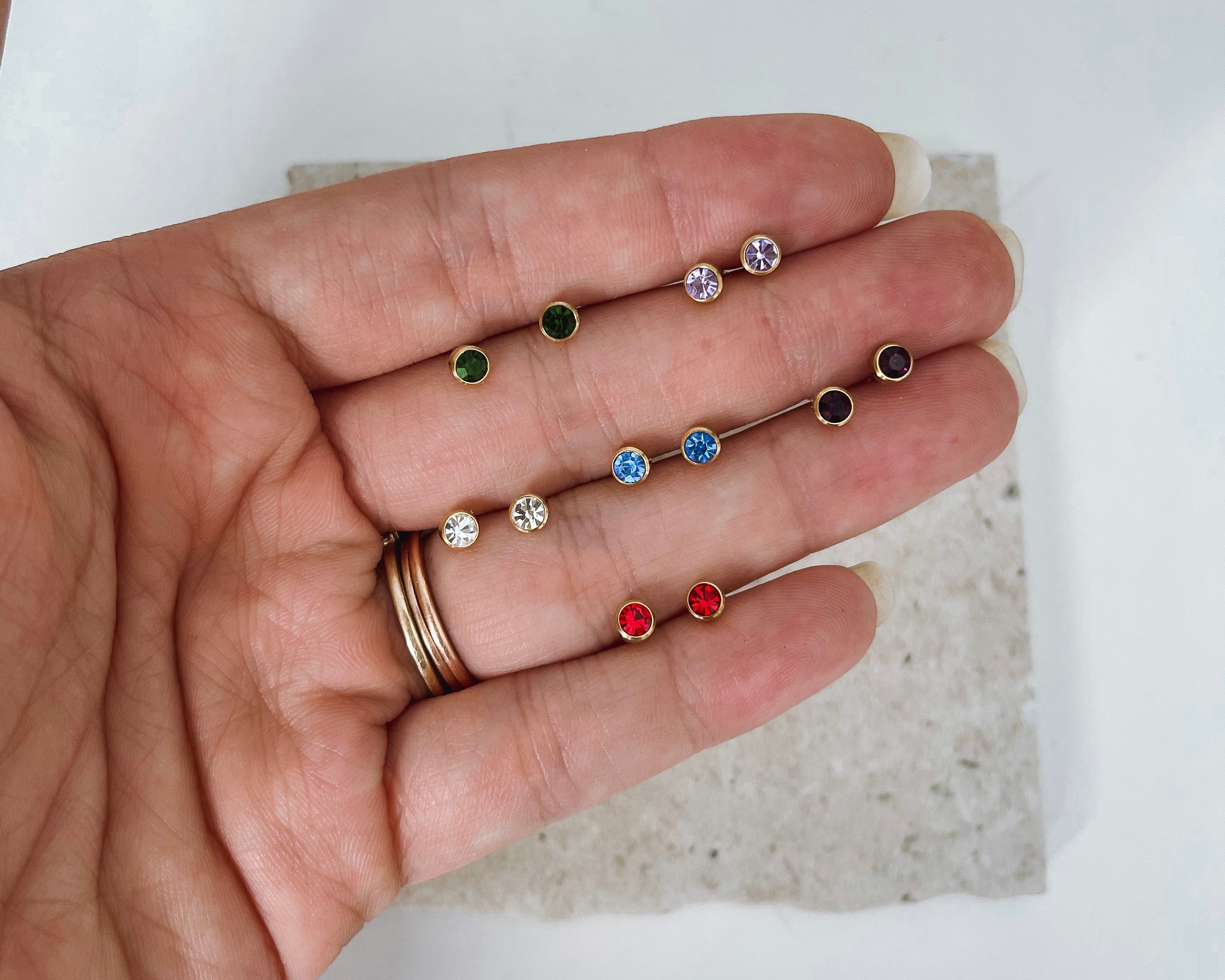 Coloured Gemstone - Waterproof Studs